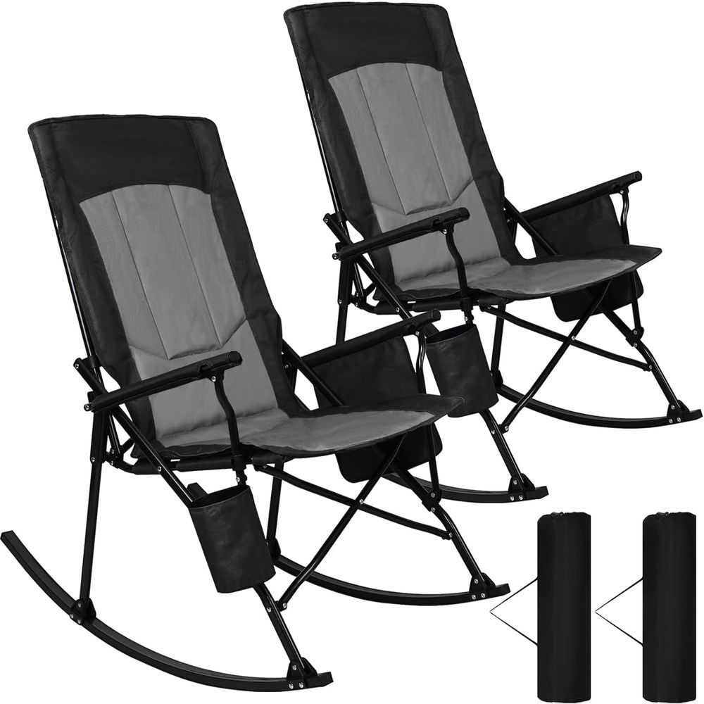 Outdoor Camping Rocker - High-Back Portable Rocking Chair with Hard
