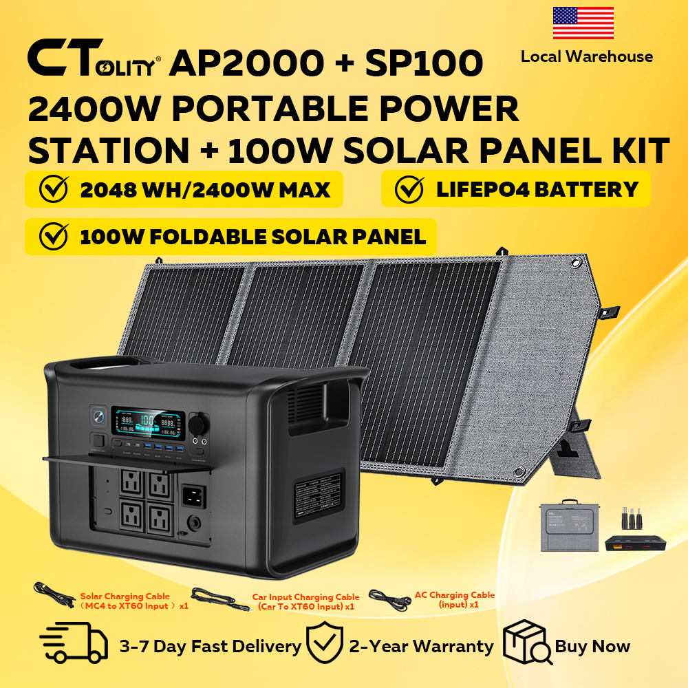 Outdoor Camping Outlet - CTOLITY AP2000 2400W Portable Solar Generator