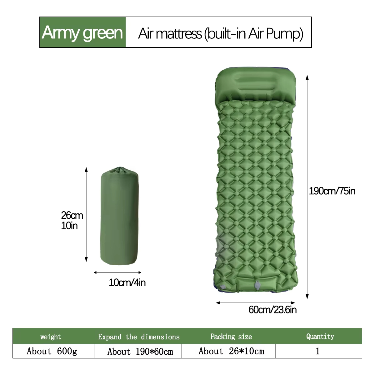 190*60cm Outdoor Camping Infla - Outdoor In Camping 리뷰 및 가격