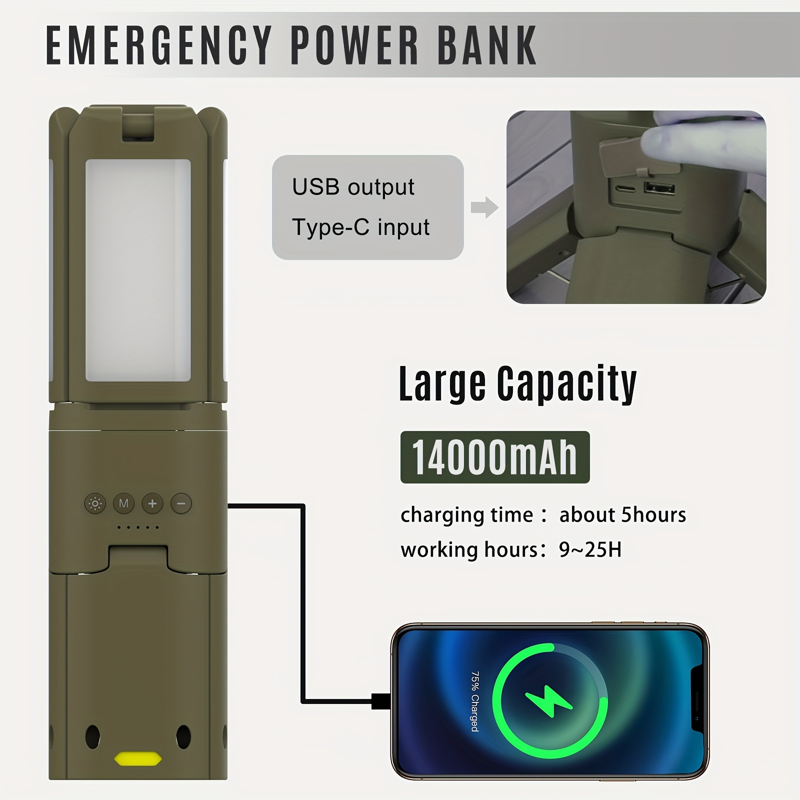 Camping Lantern, 14000mAh Rech - Outdoor Camping Hiking 리뷰 및 가격