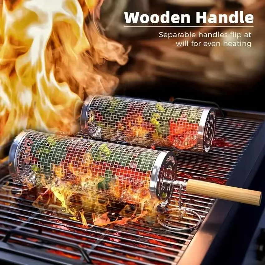 Round Barbecue Grill Basket Se - Outdoor Camping Outfit 리뷰 및 가격