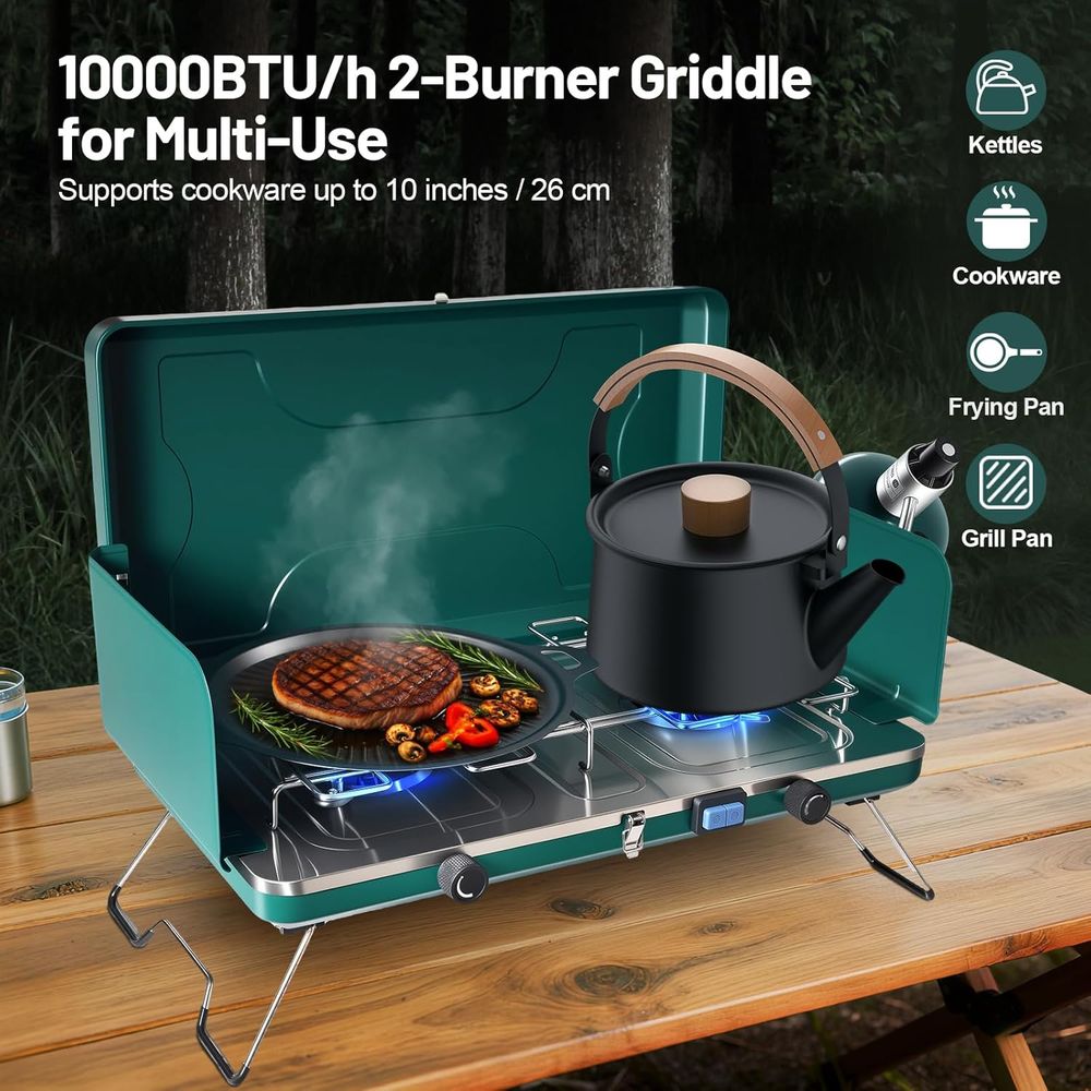 Portable 20,000 BTU Dual Burne - Outdoor Camping Burner 리뷰 및 가격