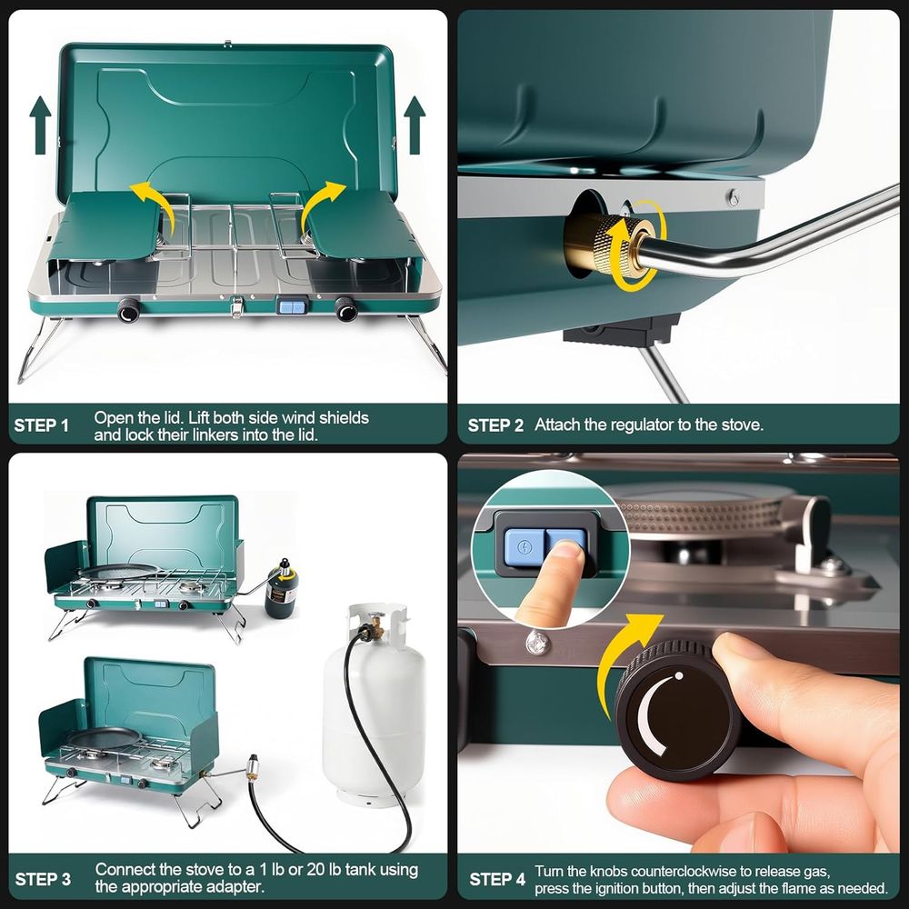 Portable 20,000 BTU Dual Burne - Outdoor Camping Burner 리뷰 및 가격