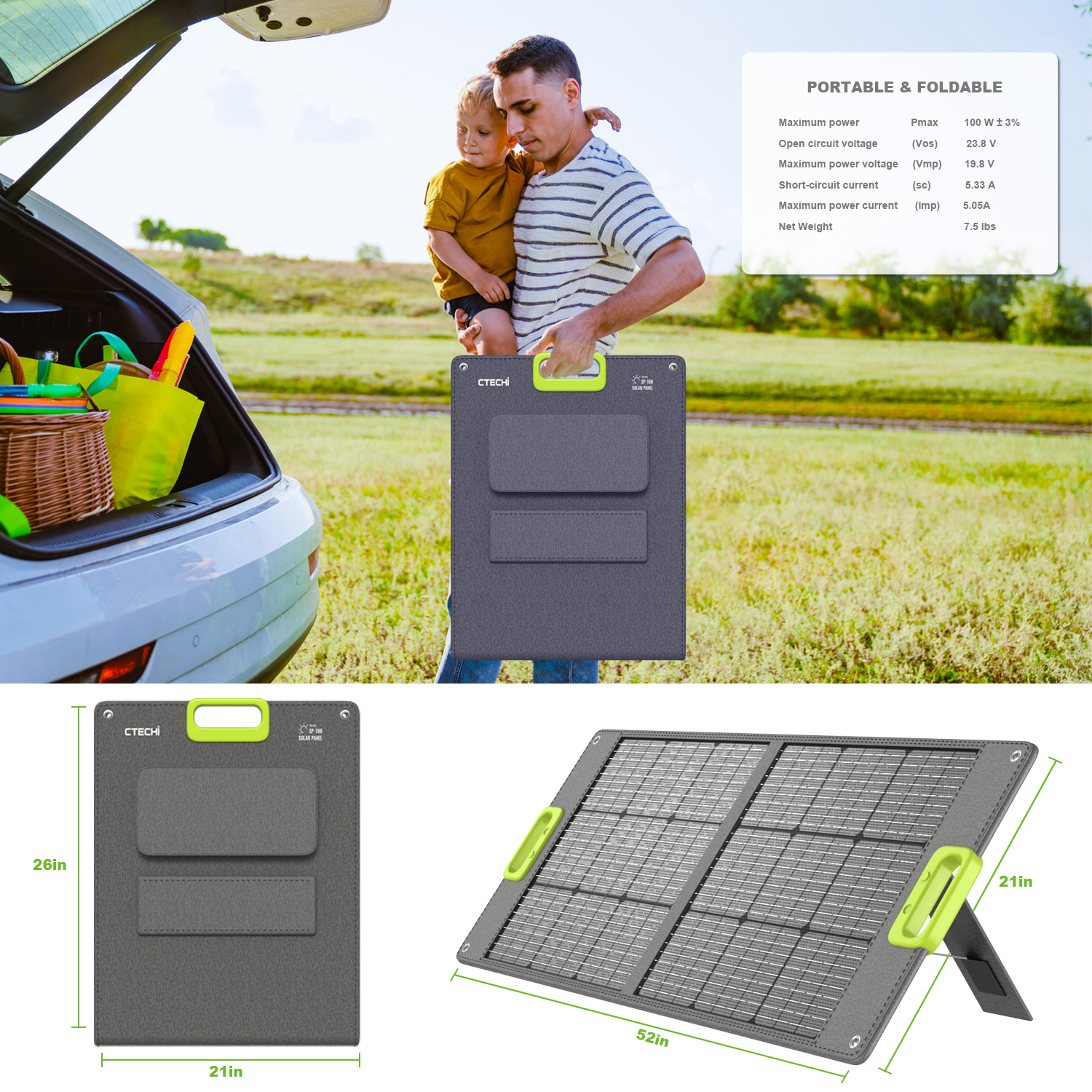 High Efficiency Portable 100W  - Outdoor Camping Hiking 리뷰 및 가격