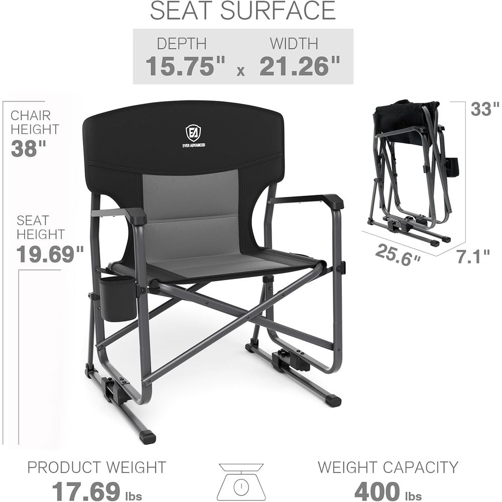 Rugged Black Camping Rocker Ch - Outdoor Camping Rocker 리뷰 및 가격